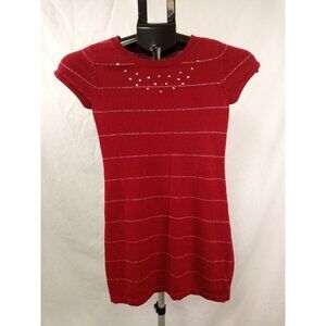 The Children's Place Girl's Red/Silver Short Sleeve Sweater Dress Size M(7-8)